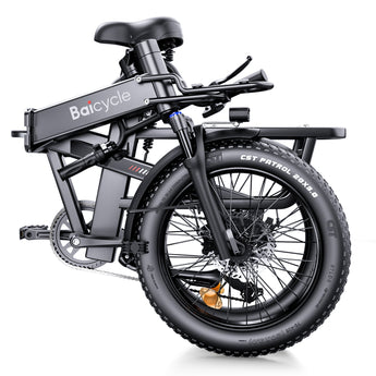 Baicycle Electric Bike, Folding Electric Bike with 62 Miles Range, 48V Removable Battery, 20 Inches Fat Tire for Beach Cruiser City Commute Mountain, Black - Baicycle