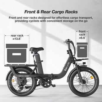 Baicycle Electric Bike, Folding Electric Bike with 62 Miles Range, Fast Charge and Removable Battery, 20 Inches Fat Tire for Beach Cruiser City Commute Mountain, Black - Baicycle