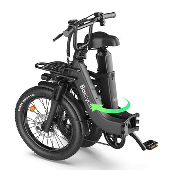 Baicycle Electric Bike, Folding Electric Bike with 62 Miles Range, Fast Charge and Removable Battery, 20 Inches Fat Tire for Beach Cruiser City Commute Mountain, Black - Baicycle