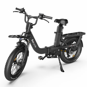 Baicycle Electric Bike, Folding Electric Bike with 62 Miles Range, Fast Charge and Removable Battery, 20 Inches Fat Tire for Beach Cruiser City Commute Mountain, Black - Baicycle